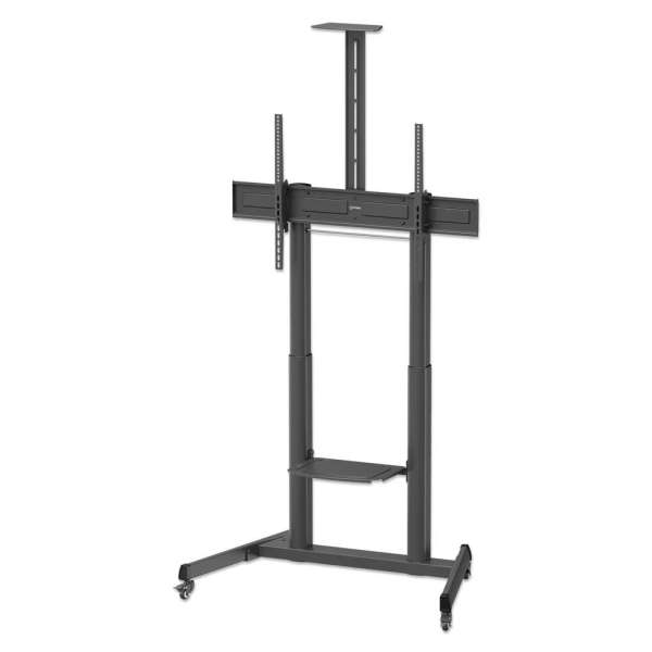 Manhattan Large-Screen Multimedia TV Cart with Tool-Free Height Adjustment 60"-120" Black