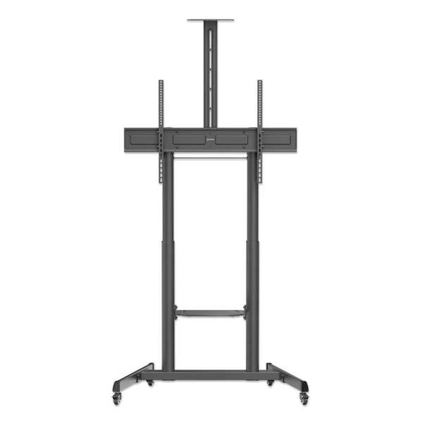 Manhattan Large-Screen Multimedia TV Cart with Tool-Free Height Adjustment 60"-120" Black