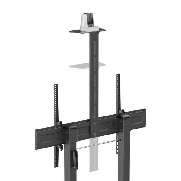 Manhattan Large-Screen Multimedia TV Cart with Tool-Free Height Adjustment 60"-120" Black