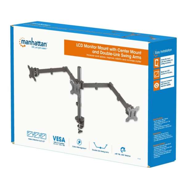 Manhattan LCD Monitor Mount with Center Mount and Double-Link Swing Arms