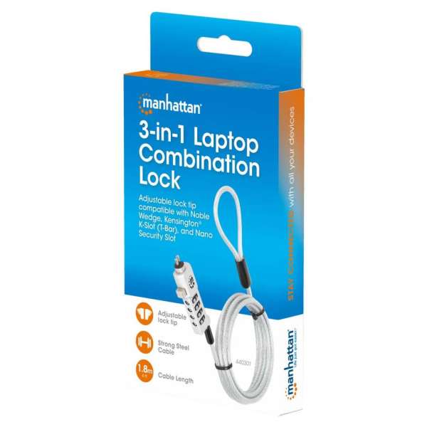 Manhattan Universal Laptop Combination Lock For Noble Wedge, Nano and K-Slot