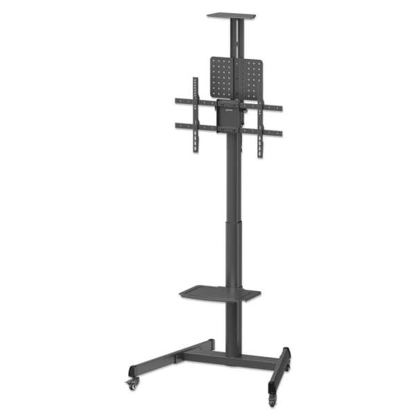 Manhattan Multimedia TV Cart with Tool-Free Height Adjustment 37"-86" Black