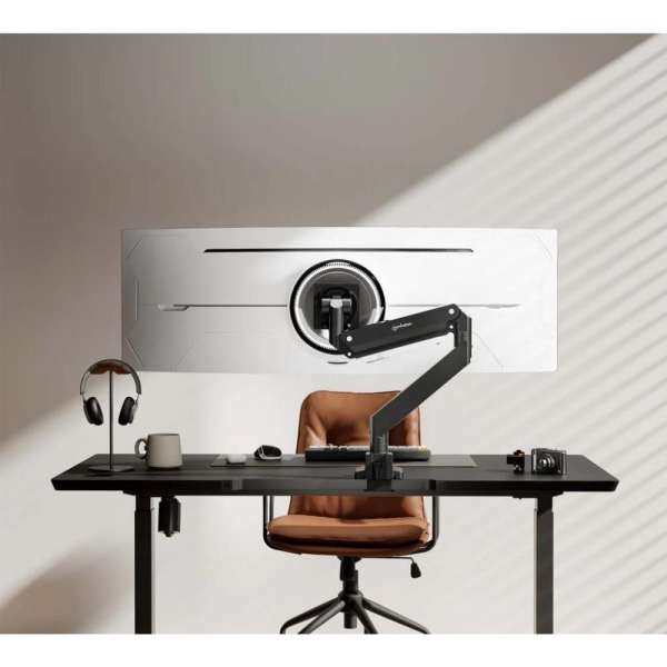 Manhattan Ultra heavy-Dusty Aluminium Gas Spring Single Desk Mount with USB Port 17"-57" Black