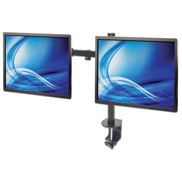 Manhattan Universal Dual Monitor Mount with Double-Link Swing Arms 13"-32" Black