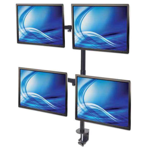 Manhattan Universal Four Monitor Mount with Double-Link Swing Arms