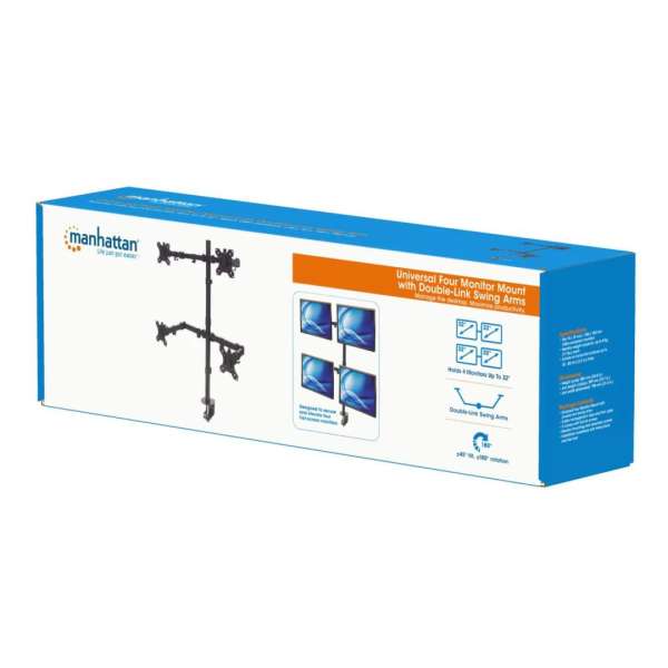 Manhattan Universal Four Monitor Mount with Double-Link Swing Arms