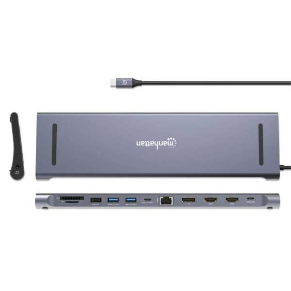 Manhattan USB-C PD 12-in-1 Triple Monitor 4K Docking Station / Multiport Hub