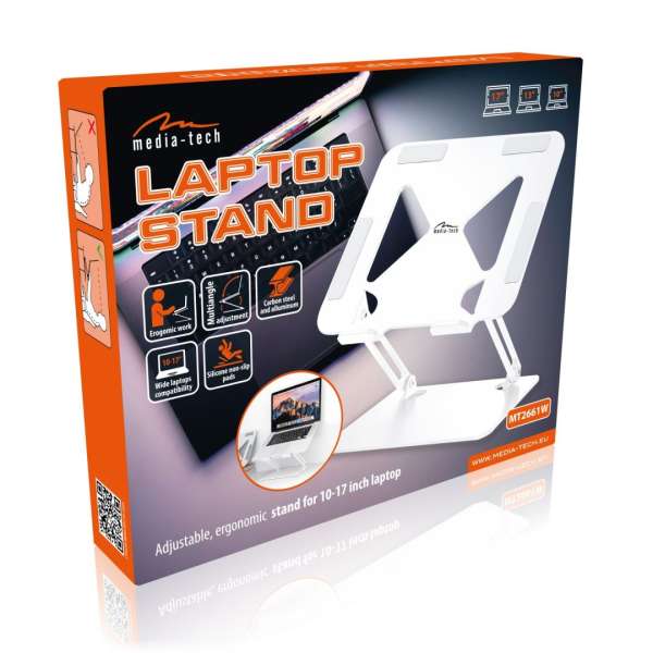 Media-Tech MT2661W Állítható ergonomikus laptopállvány White