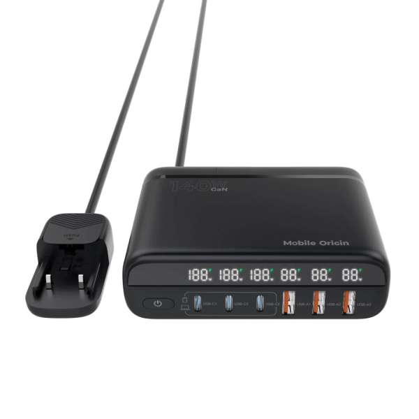 Mobile Origin 140W Travel Charger Hub EU/UK/US 3x USB-C+3x USB-A Black