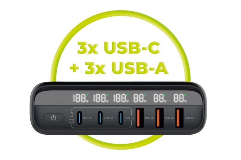 Mobile Origin 140W Travel Charger Hub EU/UK/US 3x USB-C+3x USB-A Black