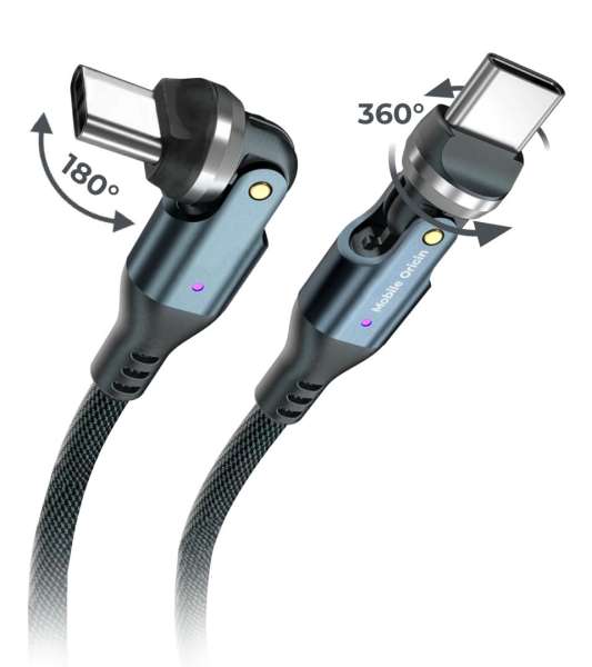 Mobile Origin 240W Rotating Cable 540° USB-C to USB-C 1m Black