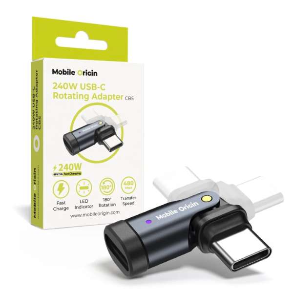 Mobile Origin 240W USB-C Rotation Adapter Black