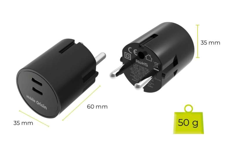 Mobile Origin 30W Charger Plug PW33 2x USB-C Black