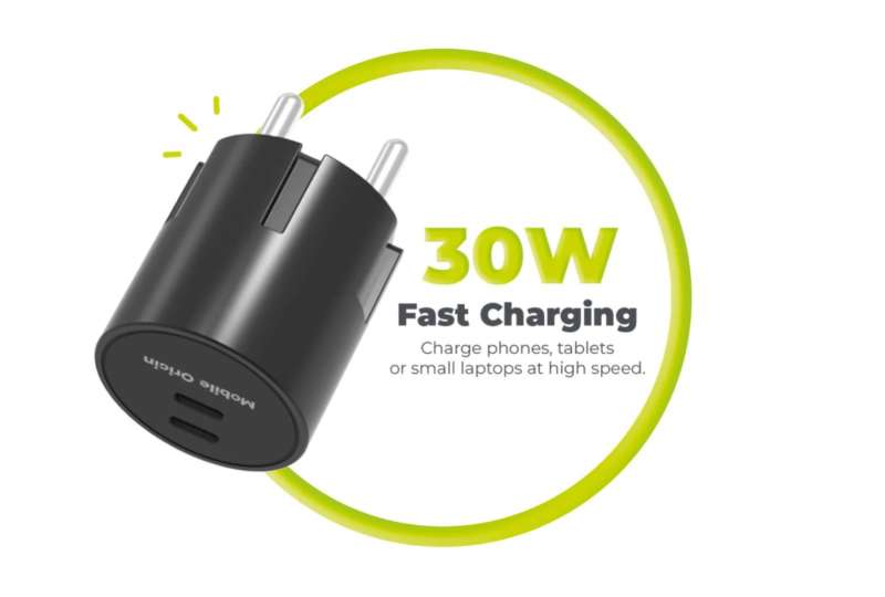 Mobile Origin 30W Charger Plug PW33 2x USB-C Black