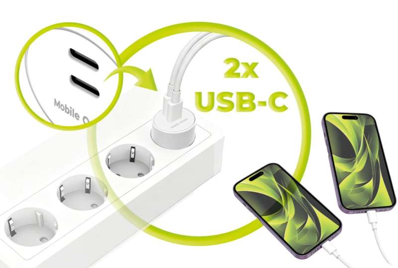 Mobile Origin 30W Charger Plug PW33 2x USB-C White