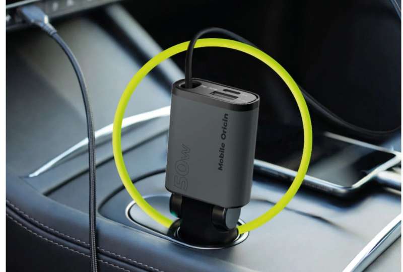 Mobile Origin 3in1 50W Car Charger CA27 - USB-C + USB-A, USB-C Space Gray