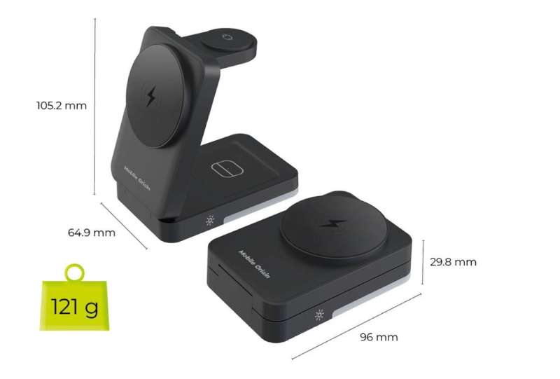 Mobile Origin 3in1 Foldable Charging Stand with light  PW28 Black