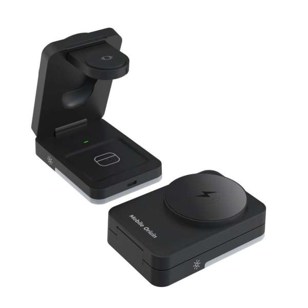 Mobile Origin 3in1 Foldable Charging Stand with light  PW28 Black