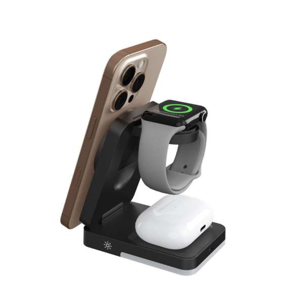 Mobile Origin 3in1 Foldable Charging Stand with light  PW28 Black