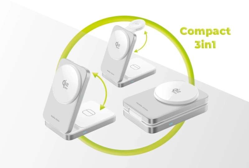 Mobile Origin 3in1 Qi2 MagSafe Compatible Foldable Charging Stand 25W PW35 Silver