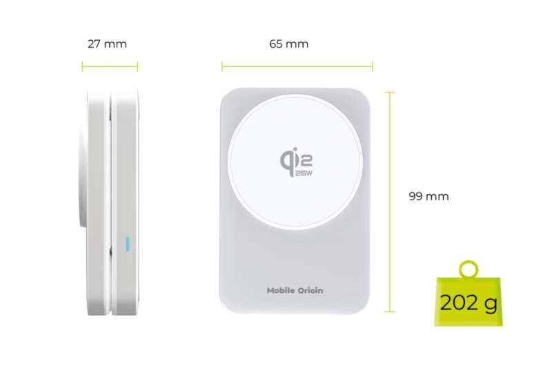 Mobile Origin 3in1 Qi2 MagSafe Compatible Foldable Charging Stand 25W PW35 Silver