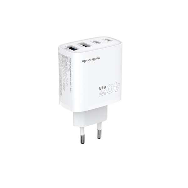 Mobile Origin 40W GaN Wall Charger PW22 2x USB-C+2x USB-A White