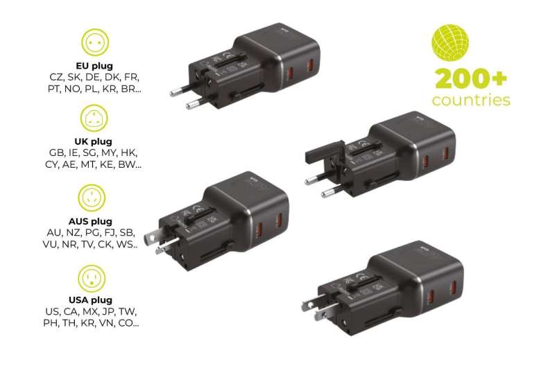 Mobile Origin 45W Travel Adapter EU/US/UK/AU PW26 Black