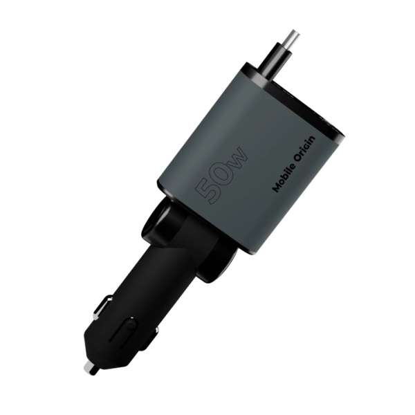 Mobile Origin 4in1 50W Car Charger CA28 - USB-C+USB-A, USB-C and Lightning Cable Space Gray