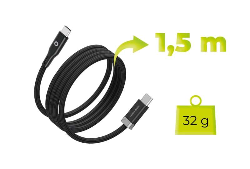Mobile Origin 60W Magnetic StayCable USB-C to USB-C 1,5m Black