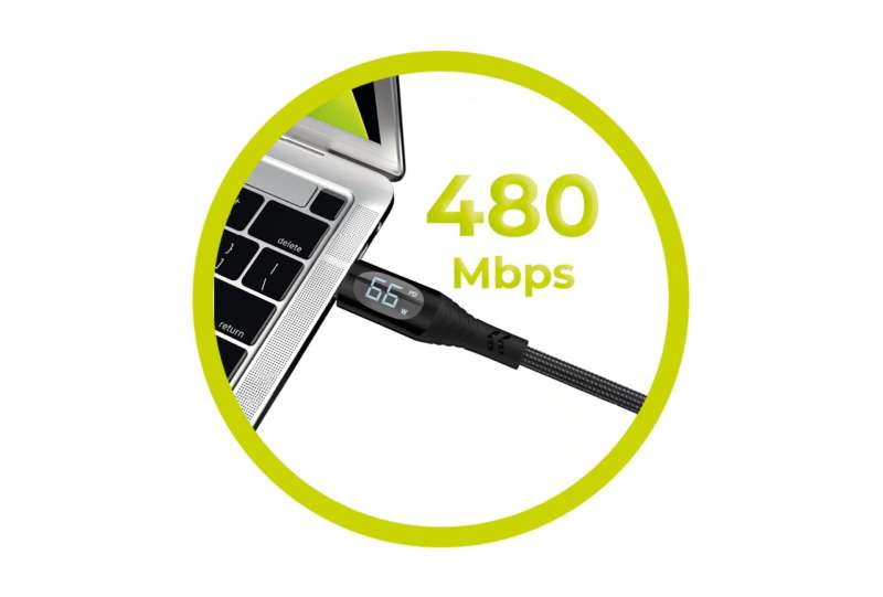 Mobile Origin 66W Display Cable USB-A to USB-C 1,5m Black