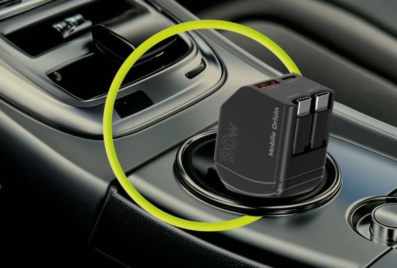 Mobile Origin 90W Car Charger CA22 USB-C + USB-A, 2x USB-C Cable Black