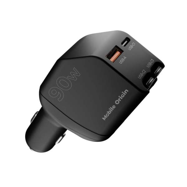 Mobile Origin 90W Car Charger CA22 USB-C + USB-A, 2x USB-C Cable Black