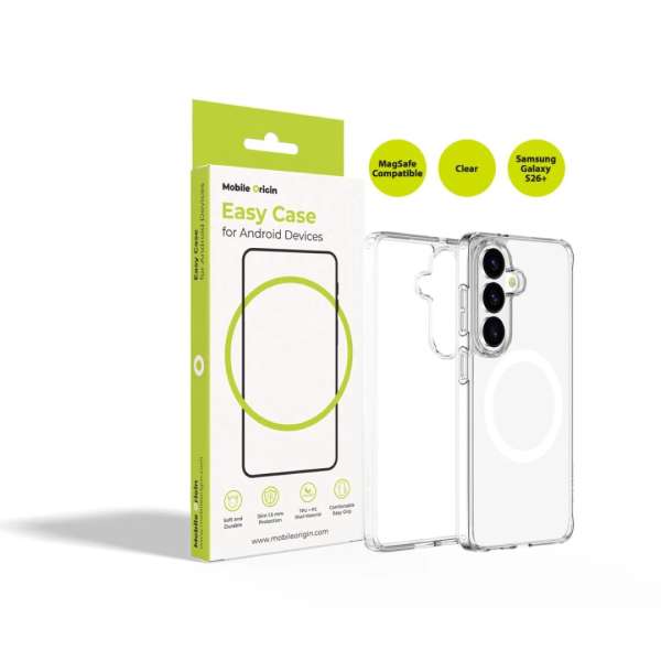 Mobile Origin Easy MagSafe case for Samsung Galaxy S26+ Clear