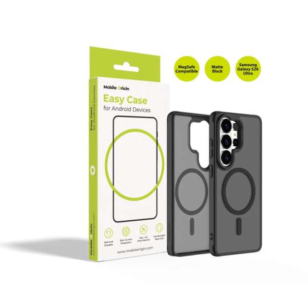 Mobile Origin Easy MagSafe case for Samsung Galaxy S26 Ultra Matte Black