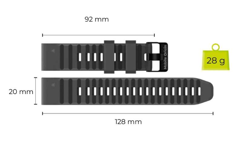 Mobile Origin Easy Strap Silicone ES2 Quick Fit for Garmin 20mm Black