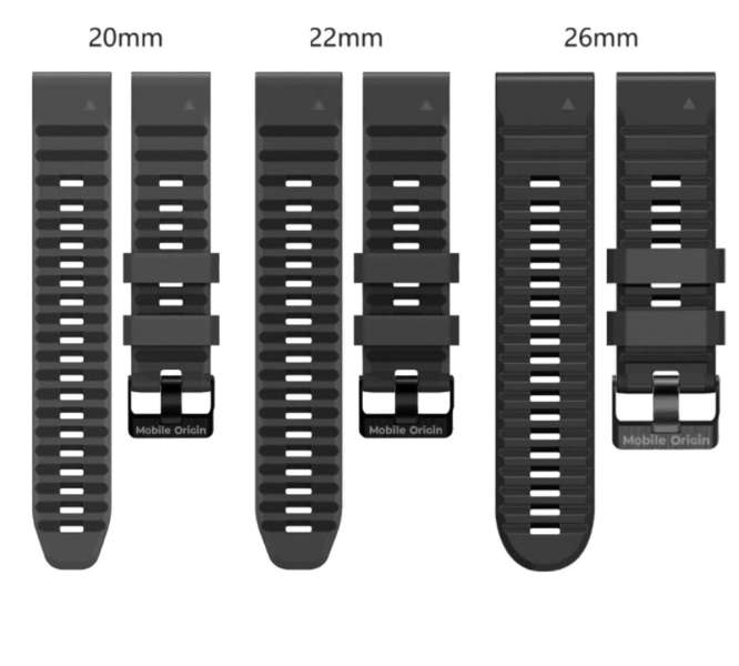 Mobile Origin Easy Strap Silicone ES2 Quick Fit for Garmin 22mm Black