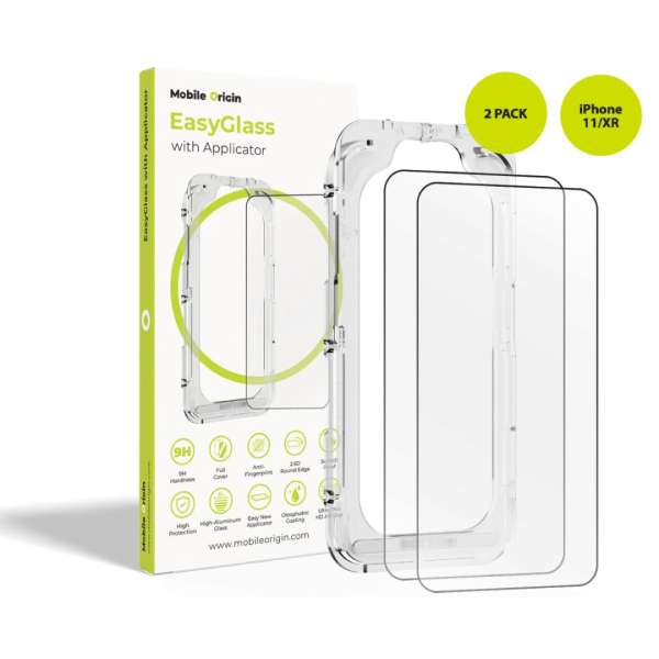 Mobile Origin EasyGlass with Applicator for iPhone 11/XR 2 pack