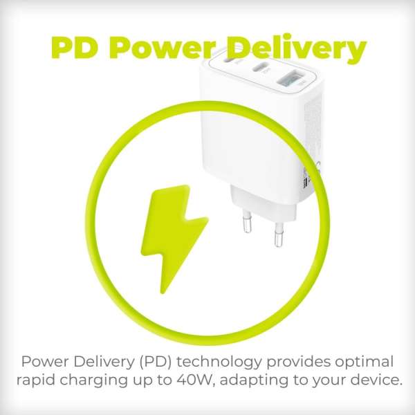 Mobile Origin GaN 40W Wall Charger MO13, 1 USB-A + 2 USB-C