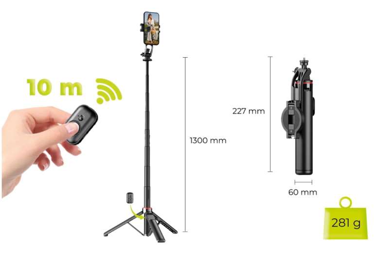 Mobile Origin Magnetic Selfie Stick Tripod S1 Black