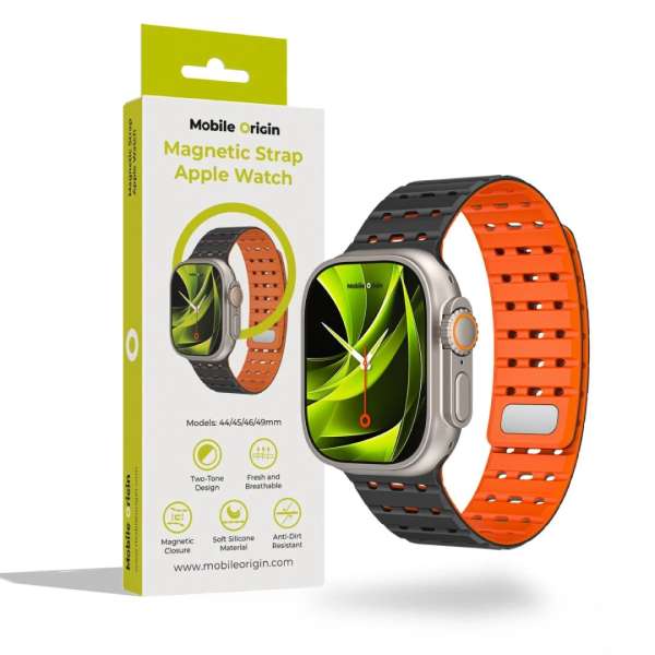 Mobile Origin Magnetic Strap for AW 44/45/46/49mm Black/Orange