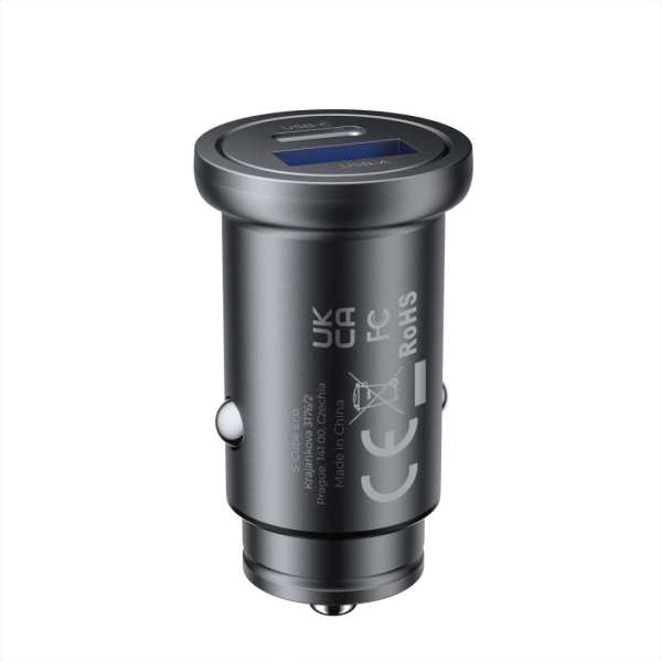 Mobile Origin Metal Car Charger 30W CA12 USB-C, USB-A Black