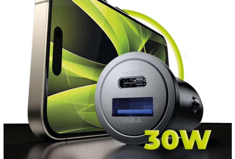 Mobile Origin Metal Car Charger 30W CA12 USB-C, USB-A Black