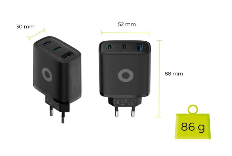 Mobile Origin Mobile Origin GaN 40W Wall Charger MO13, black 1 USB-A + 2 USB-C Black