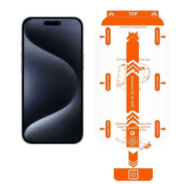 Mobile Origin Orange Screen Guard iPhone 15 Pro/15 with easy applicator, 2 pack