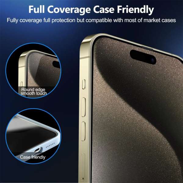 Mobile Origin Privacy Screen Guard iPhone 15 Pro with easy applicator 2 pack