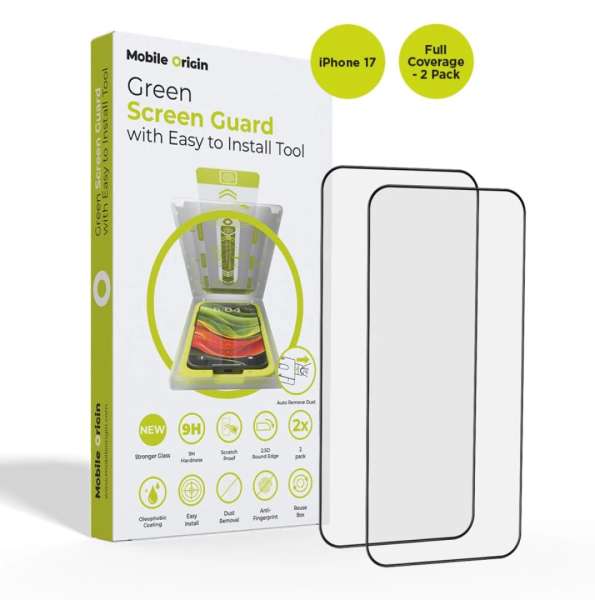Mobile Origin Screen Guard with easy applicator full coverage for iPhone 17