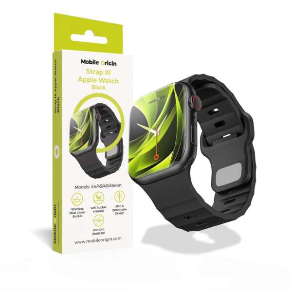 Mobile Origin Strap III for Apple Watch 49mm/46mm/45mm/44mm Black