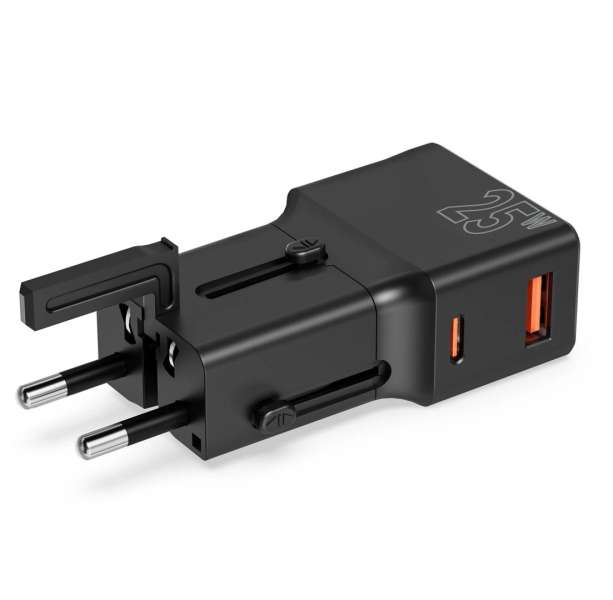 Mobile Origin Travel adapter 25W EU/US/UK/AU Black