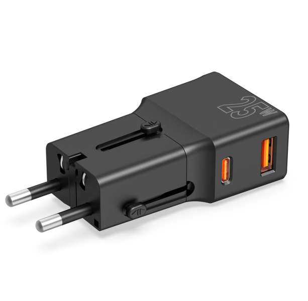 Mobile Origin Travel adapter 25W EU/US/UK/AU Black