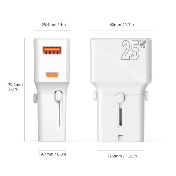 Mobile Origin Travel adapter 25W EU/US/UK/AU White